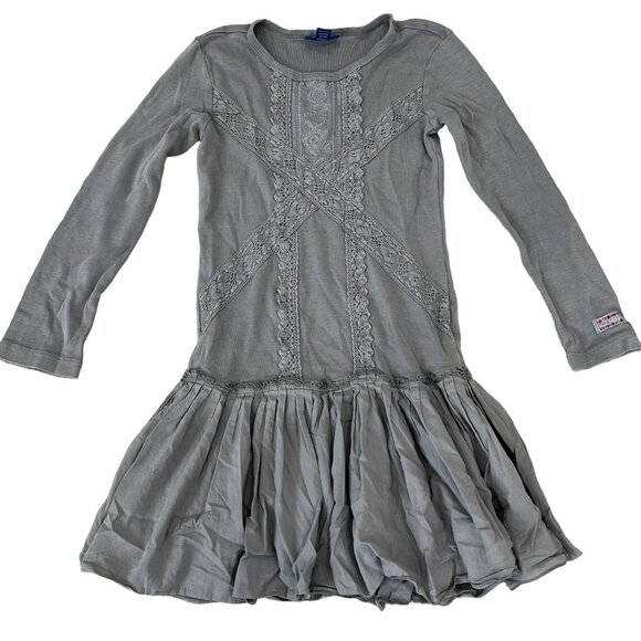 Naartjie Kids Size 8 Years XXL Gray Long Sleeve Lace Dress - Picture 1 of 5